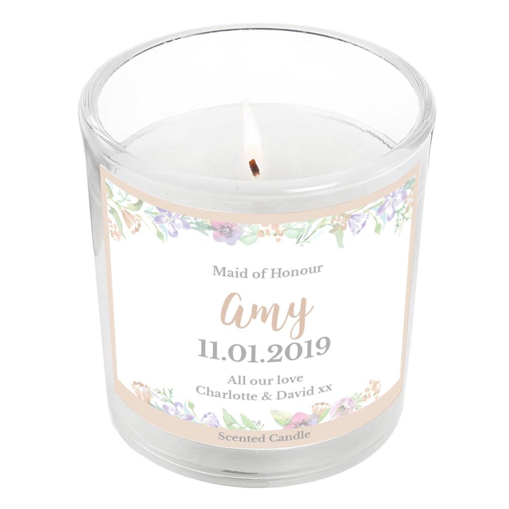 Personalised Floral Watercolour Scented Jar Candle £8.99
